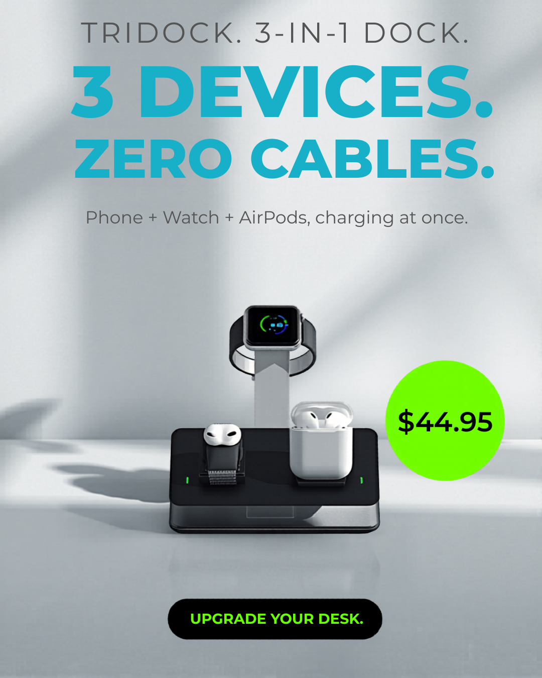 TriDock 3-in-1 Wireless Charging Station