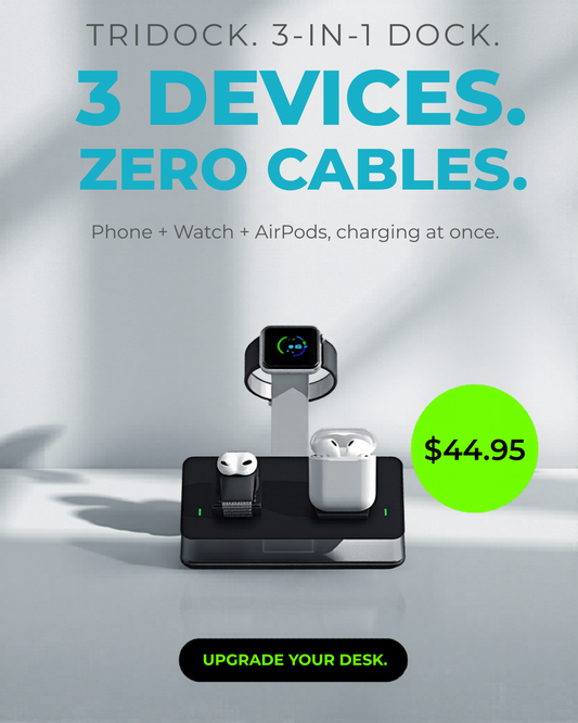 TriDock 3-in-1 Wireless Charging Station